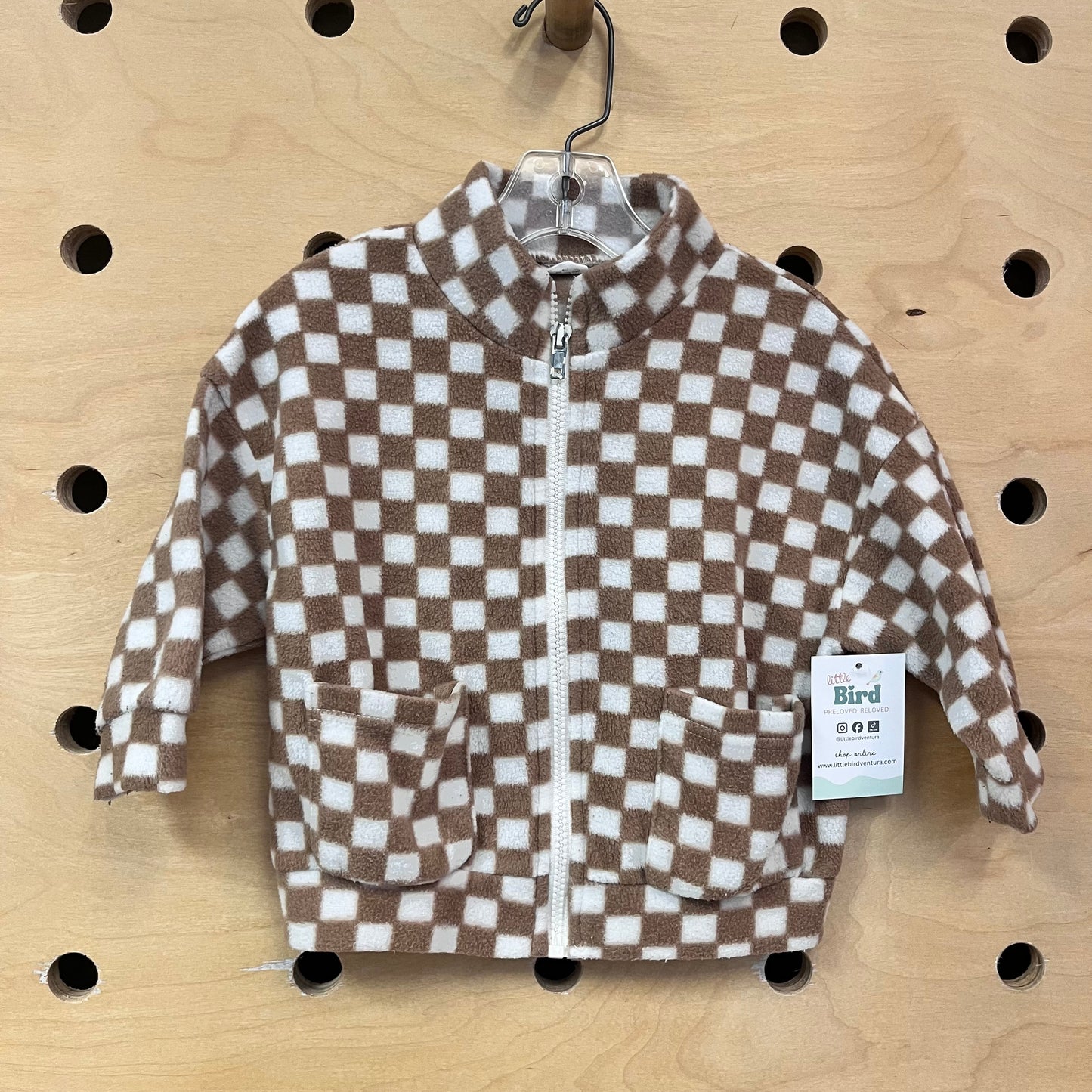 Brown/White Fleece Zip Jacket