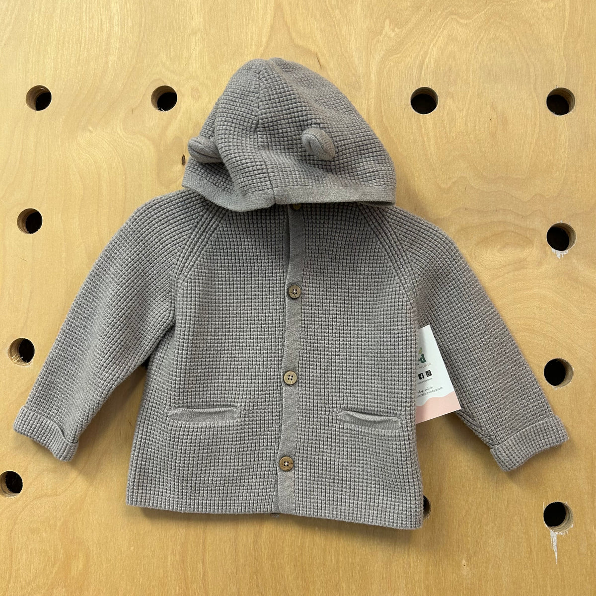 Grey Knit Button Sweater