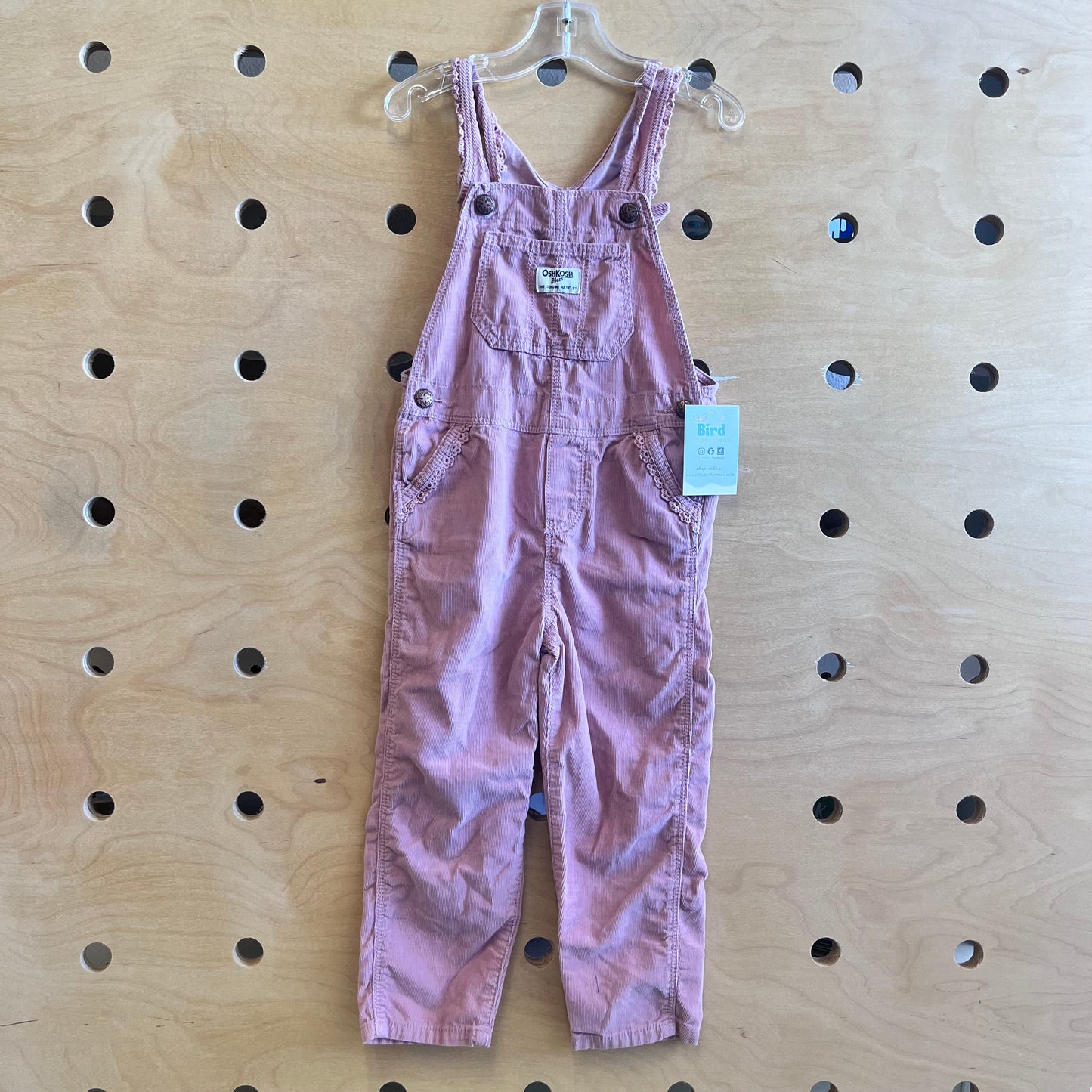 Pink Cord Lace Pocket Overalls