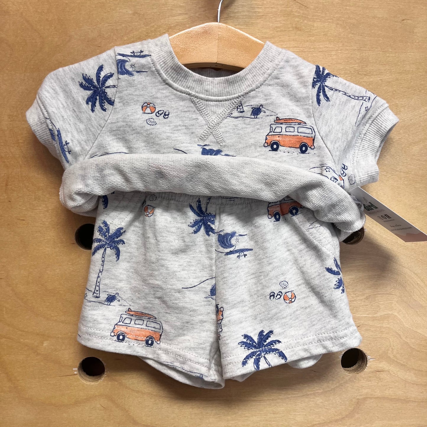 Grey/Blue Palms & Bus Outfit