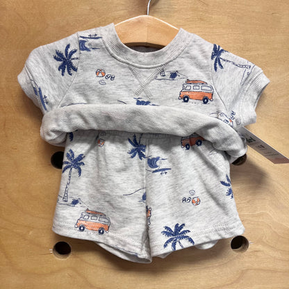 Grey/Blue Palms & Bus Outfit