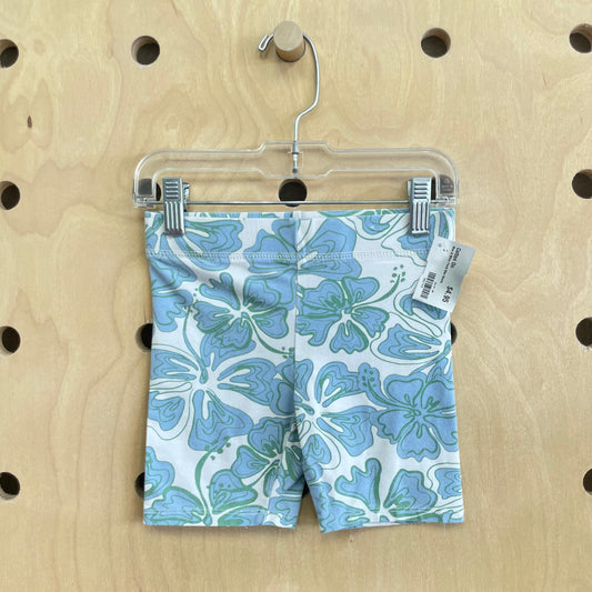 Blue & White Floral Bike Shorts