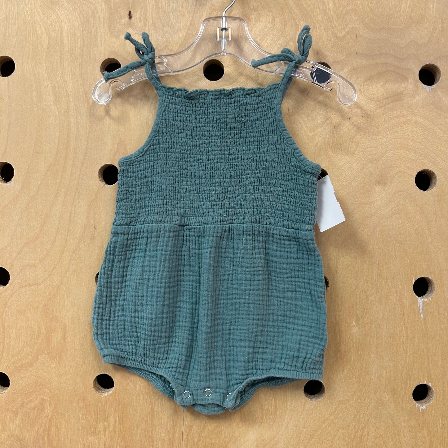 Teal Smocked Gauze Romper