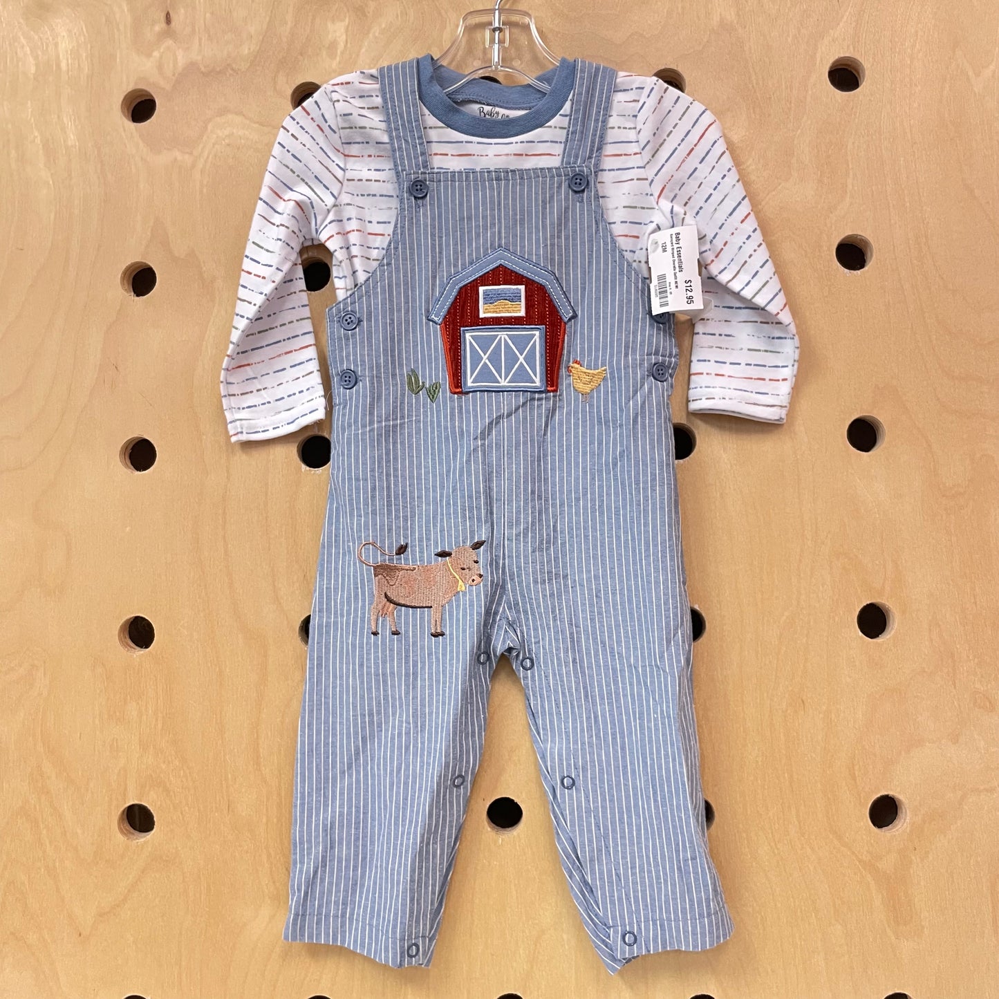 Barnyard Striped Overalls Outfit NEW!