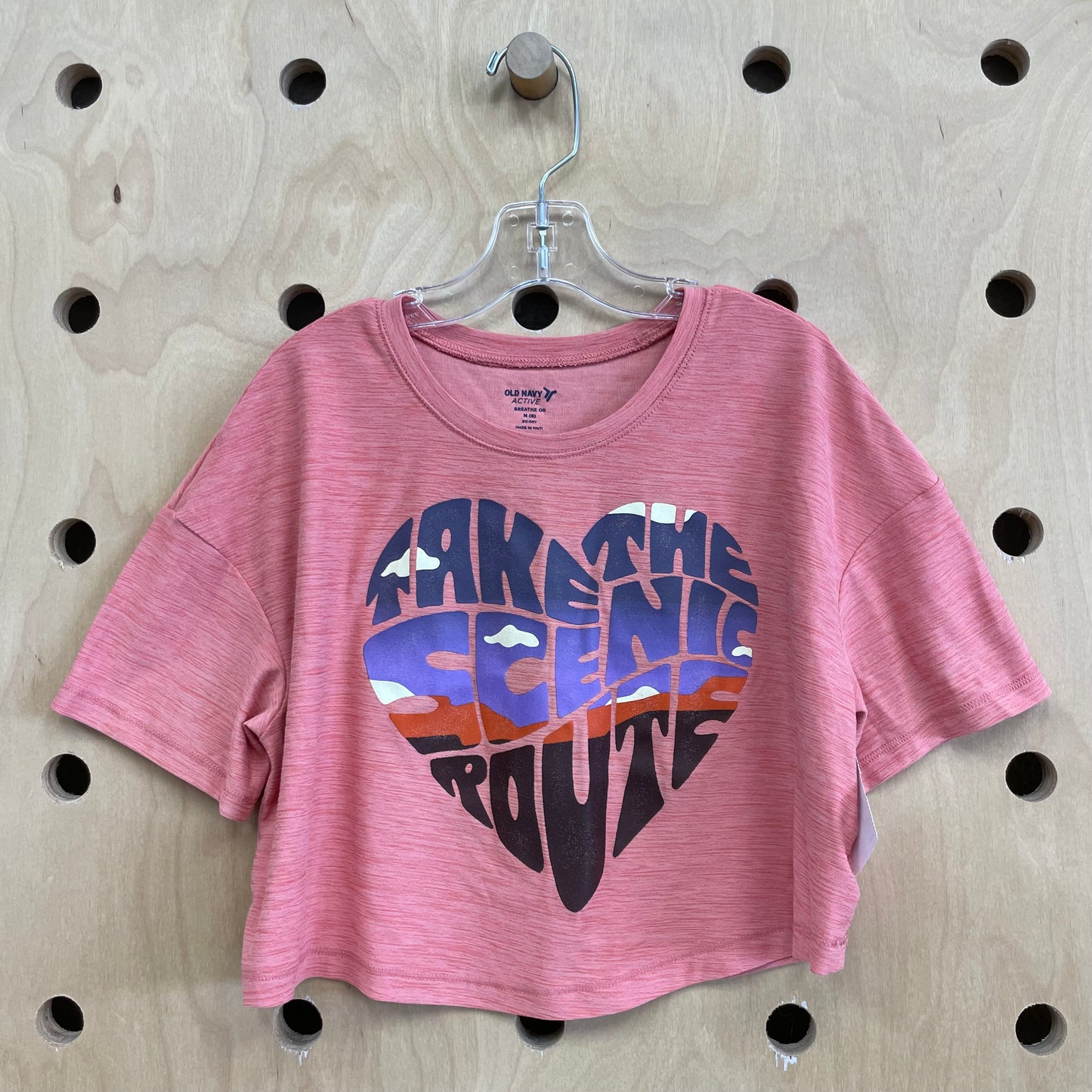 Pink Take the Scenic Route Crop Tee