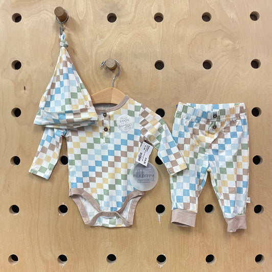 Colorful Checkered 3pc. Bamboo Outfit NEW!