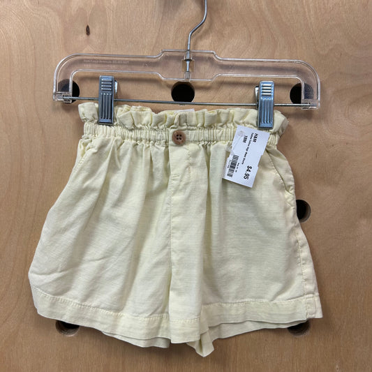 Yellow Cotton High Waist Shorts