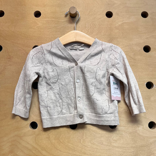 Cream Pointelle Cat Button Cardigan