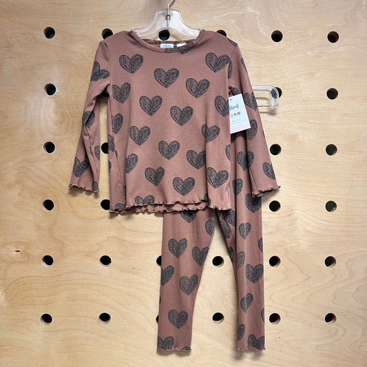 Brown/Black Hearts Ribbed Outfit