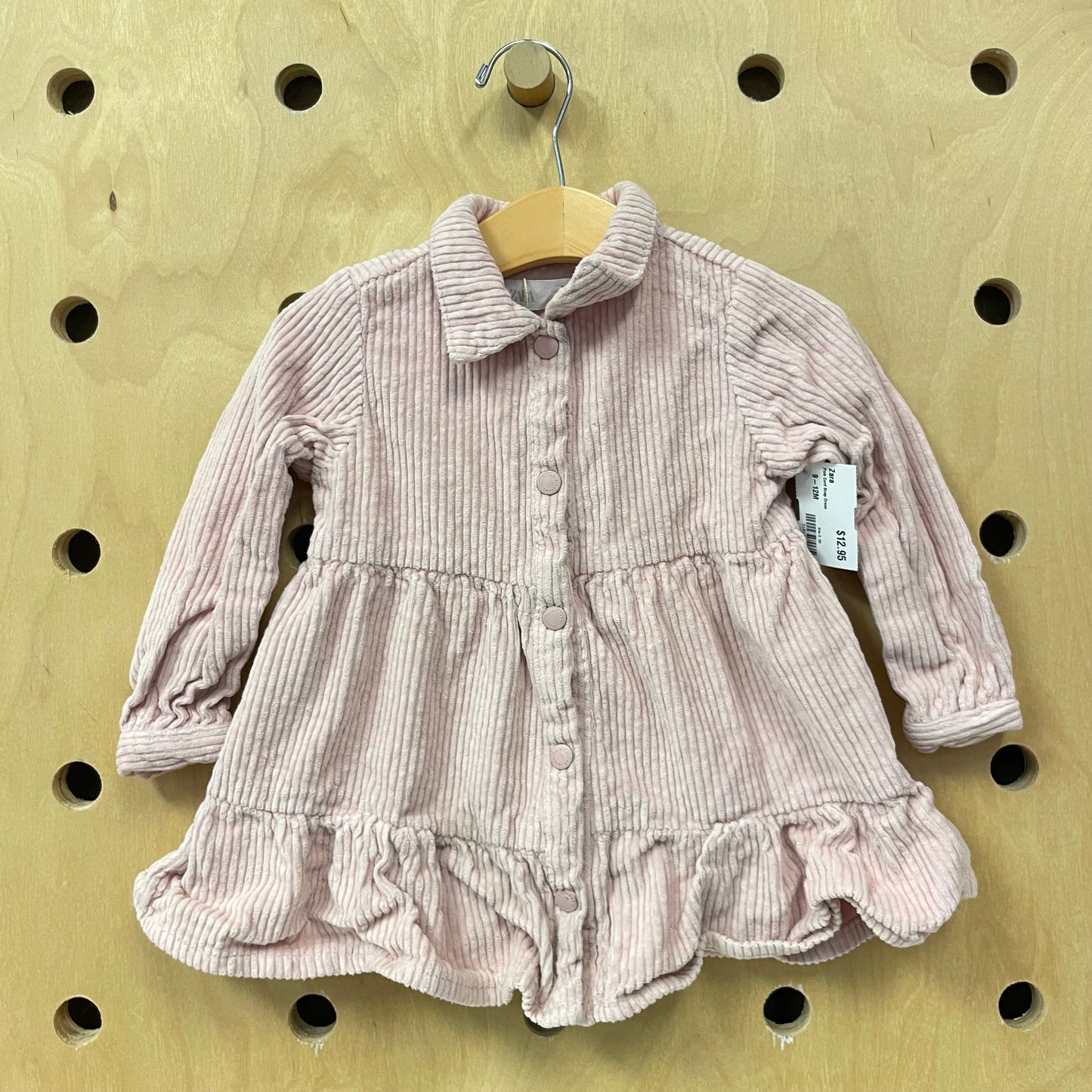 Pink Cord Snap Dress