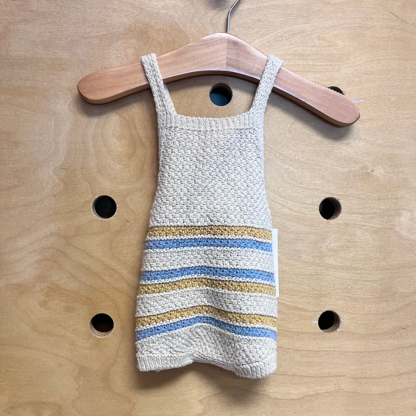Crocheted Beige Striped Romper