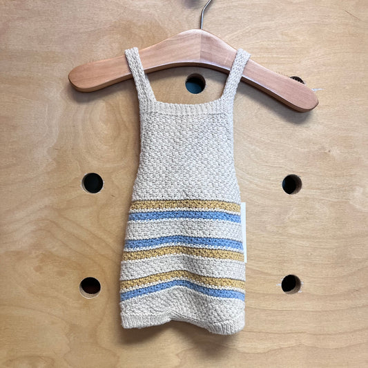 Crocheted Beige Striped Romper