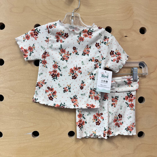 Cream Ribbed Floral Outfit