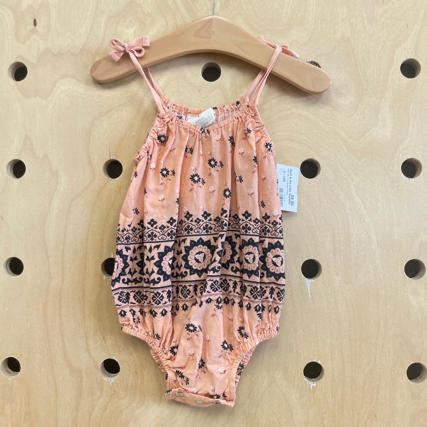 Peach Mod Floral Bubble Romper