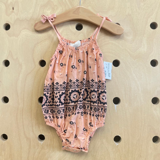 Peach Mod Floral Bubble Romper
