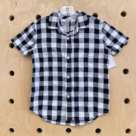 White & Black Plaid Button-Up