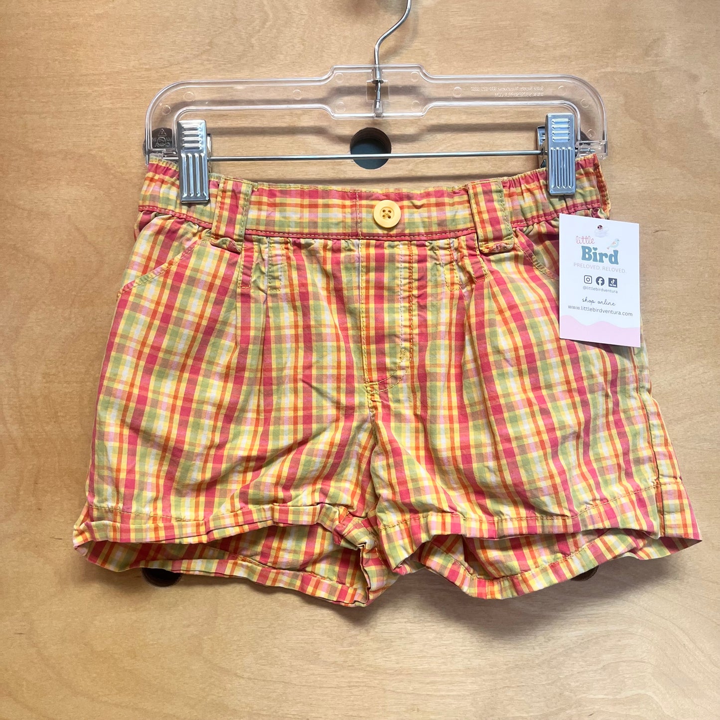 Pink/Green Plaid Cotton Shorts