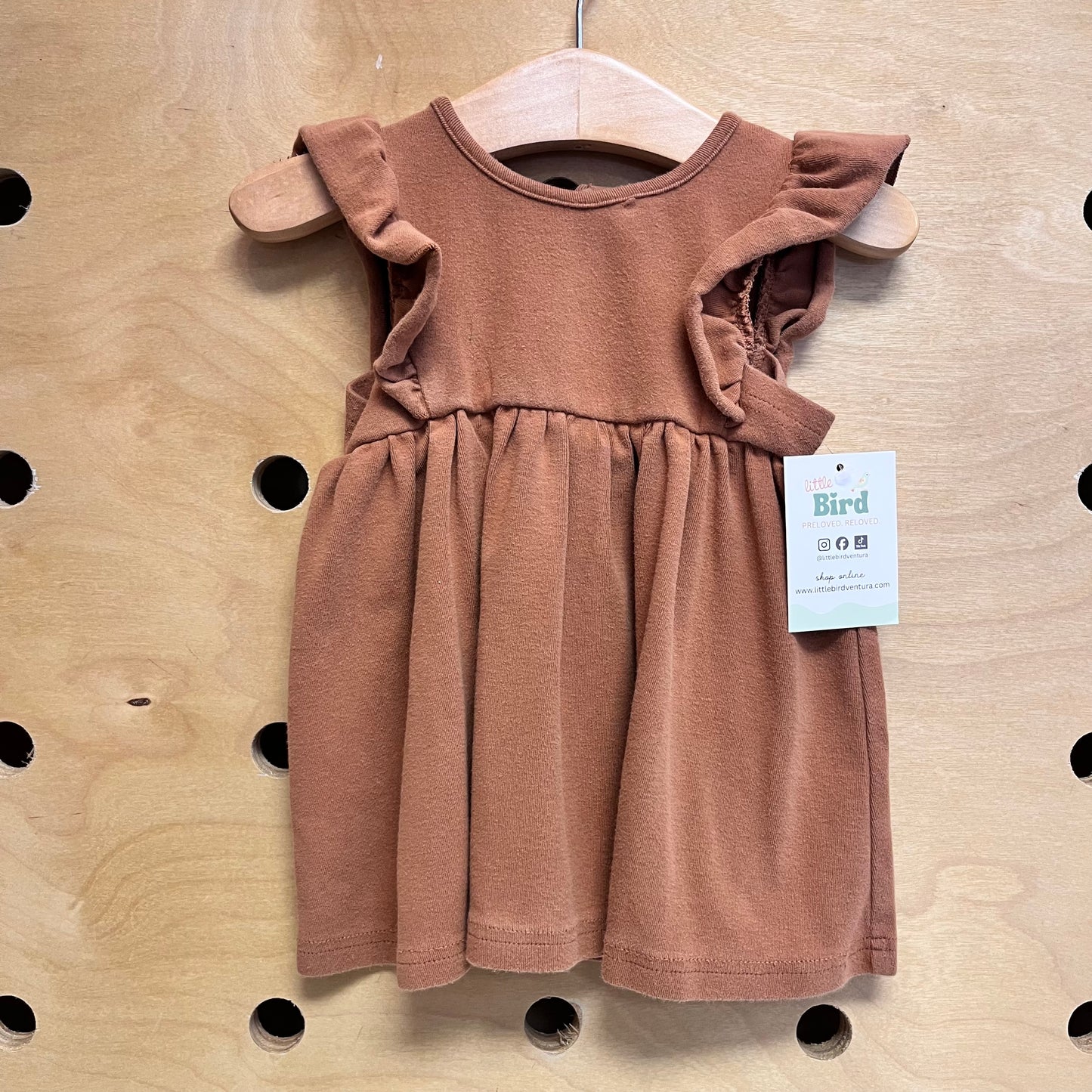 Brown Ruffle Sleeve Dress