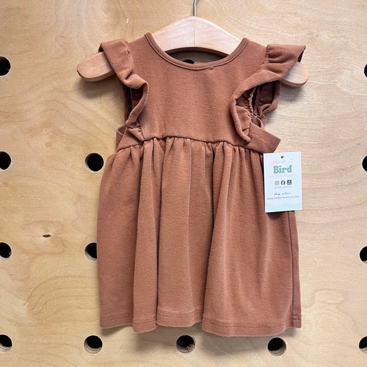 Brown Ruffle Sleeve Dress
