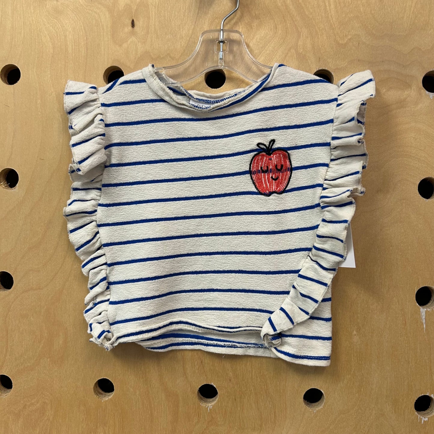Blue & Cream Striped Apples Top