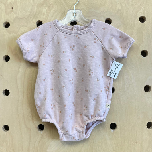 Organic Pink Floral French Terry Romper