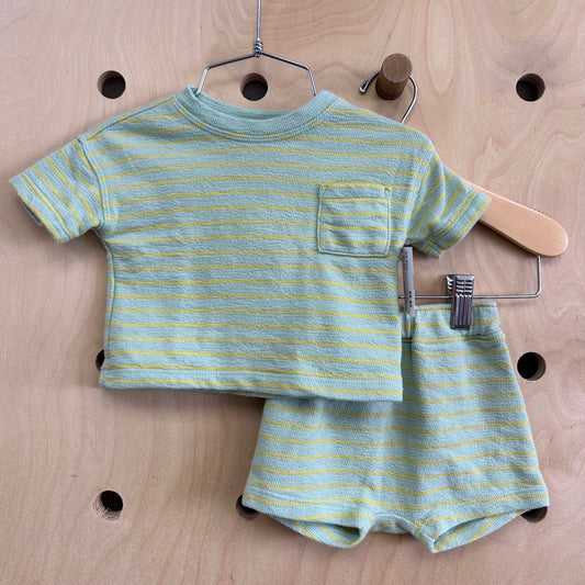 Green + Yellow Striped French Terry Outfit