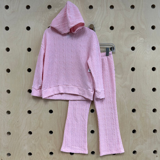Pink Textured Flared Oufit