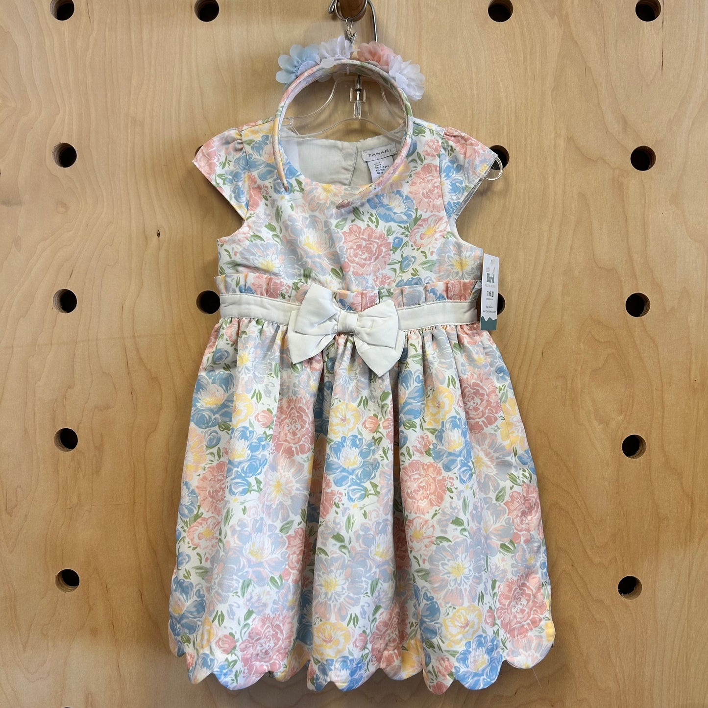 Silky Pastel Floral Dress & Headband