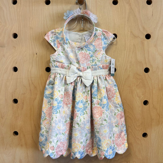 Silky Pastel Floral Dress & Headband