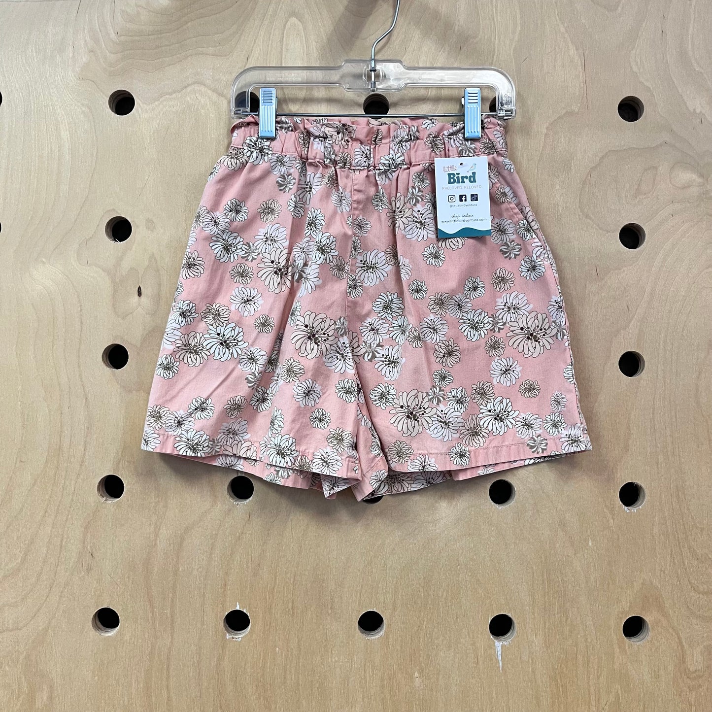Peach Floral Cotton Shorts