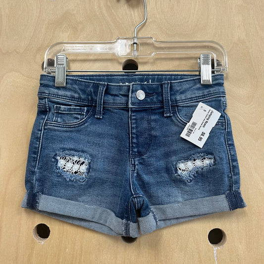 Denim Cuffed Lace Detail Shorts