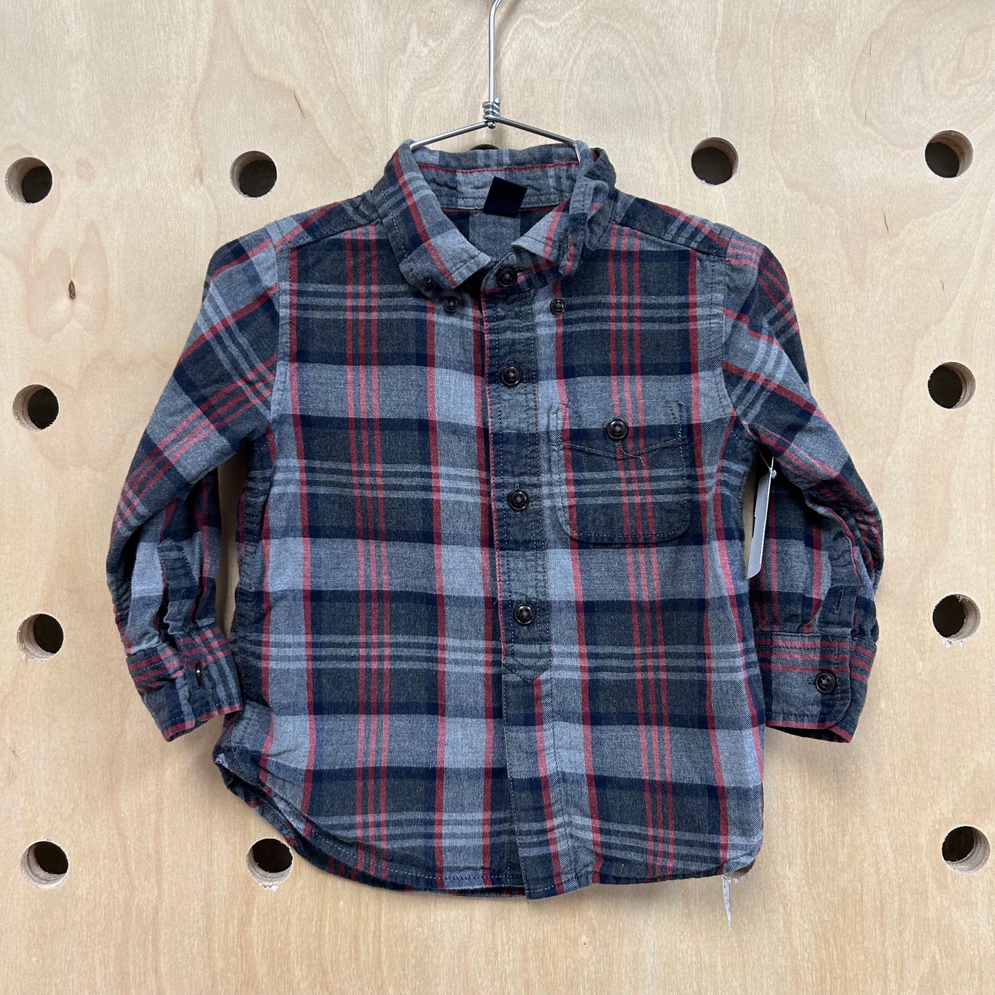 Grey & Red Plaid Flannel