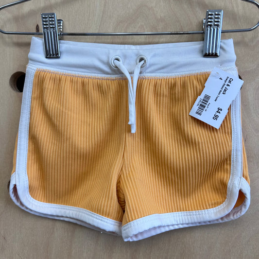 Orange Ribbed Swim Trunks