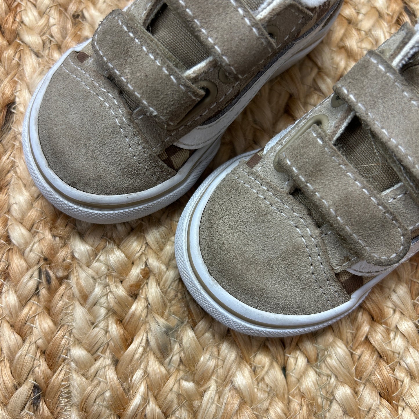 Tan Checkered Velcro Shoes