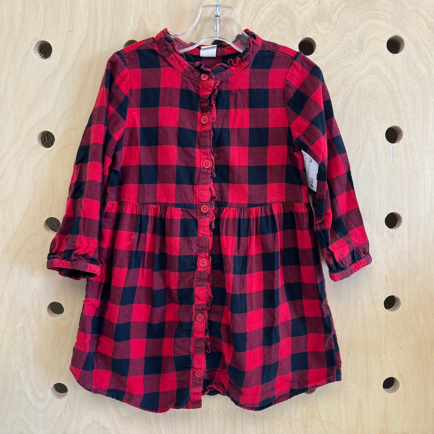 Red Plaid Button Down Dress