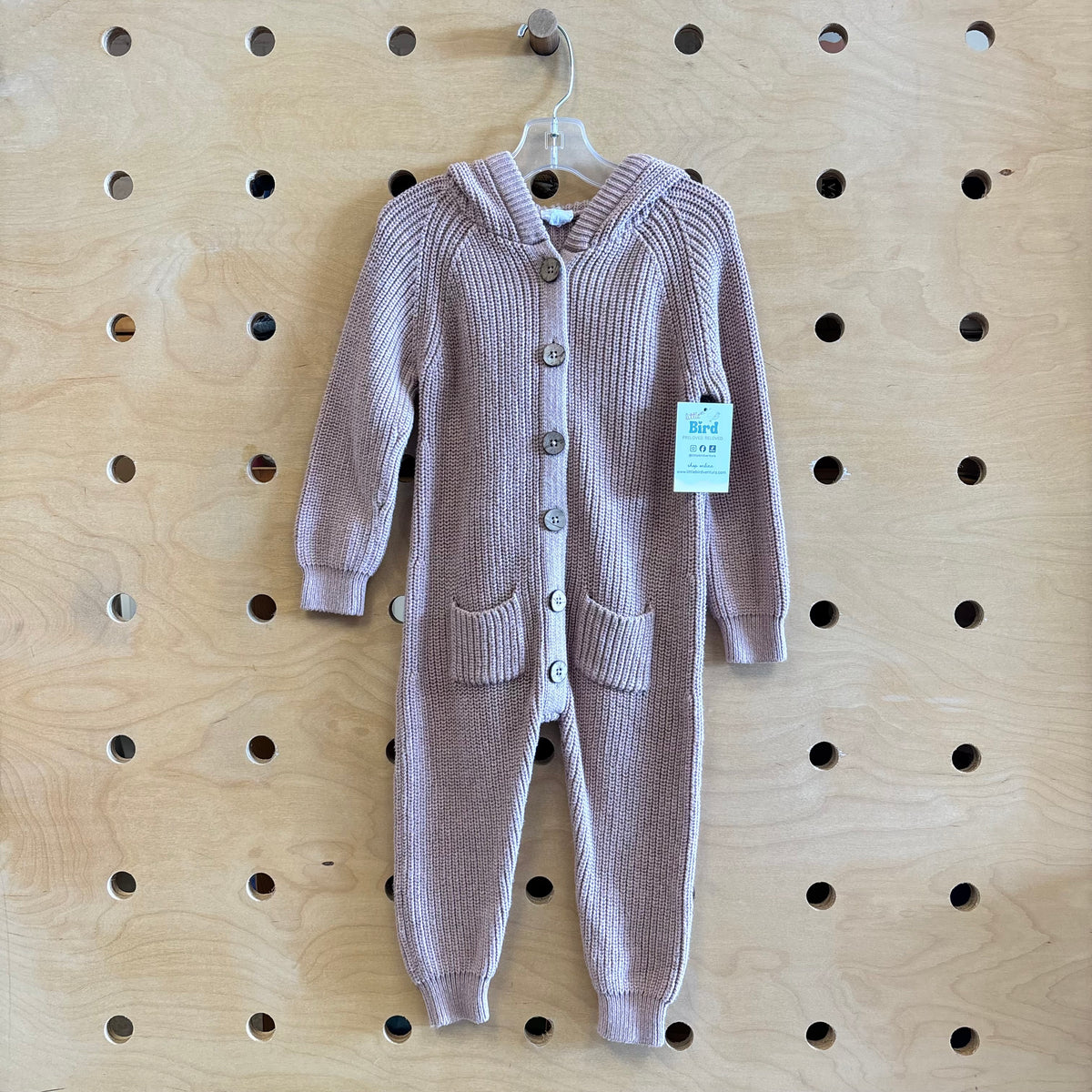 Dusty Purple Knit Hooded Romper