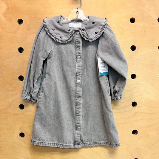 Grey Denim Snap Dress
