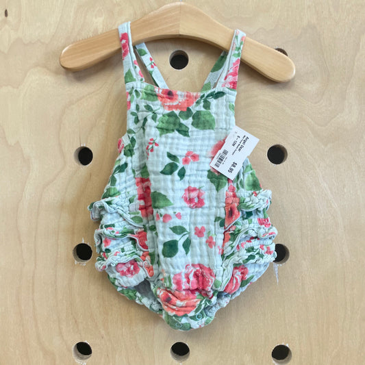 Mint Floral Muslin Romper