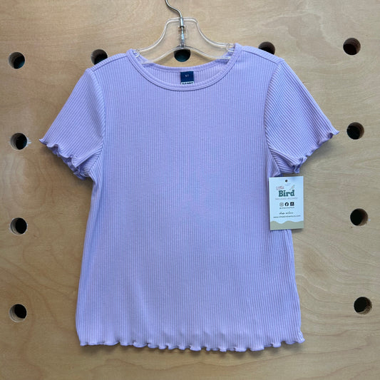 Purple Ribbed Lettuce Hem Tee