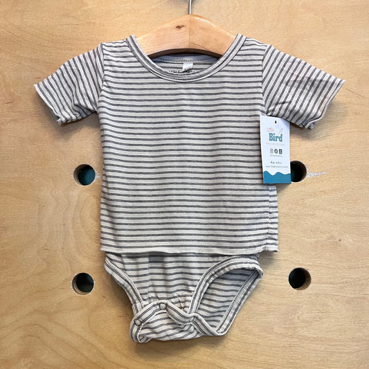Grey/White Striped Bodysuit
