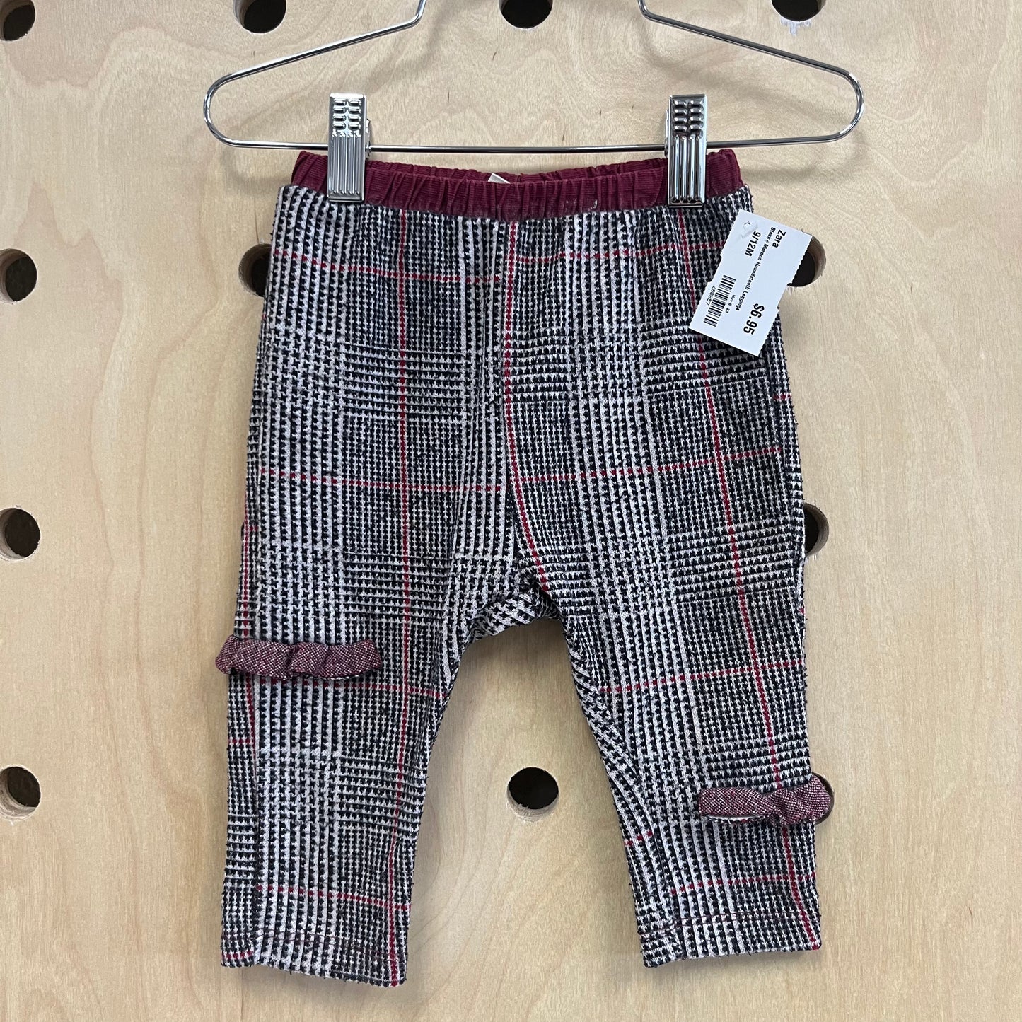 Black+Maroon Houndstooth Leggings