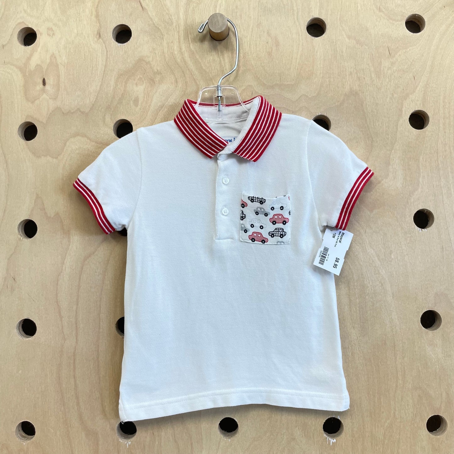 White & Red SS Polo