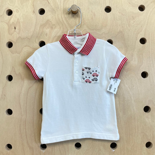 White & Red SS Polo