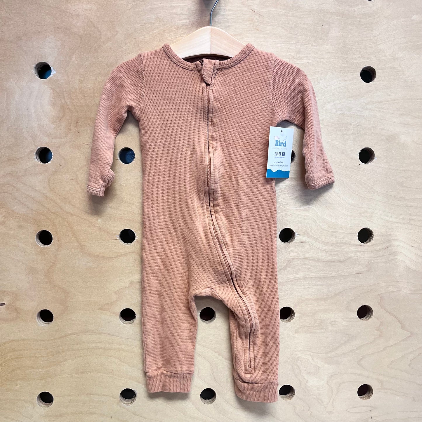 Organic Orange Waffle Zip Romper