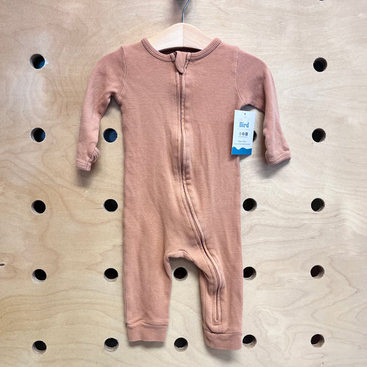 Organic Orange Waffle Zip Romper