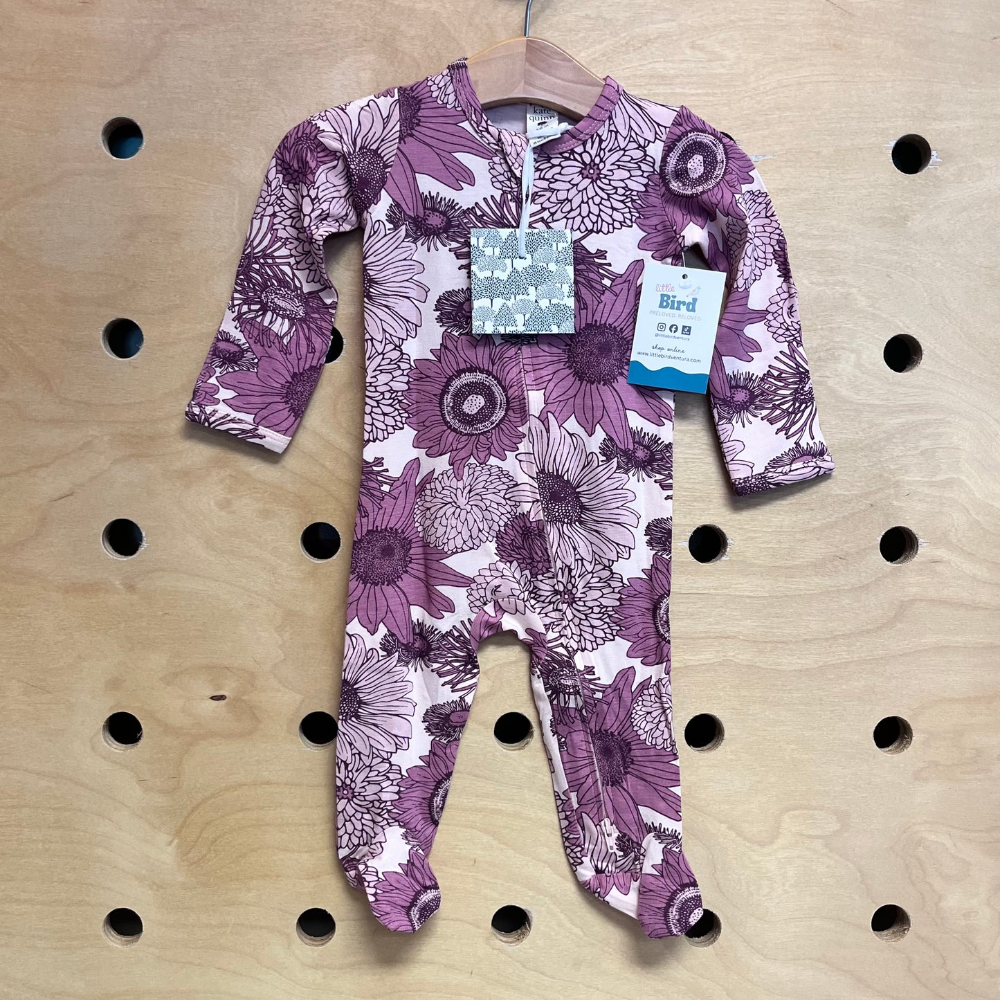 Pink Floral Bamboo Footies NEW!