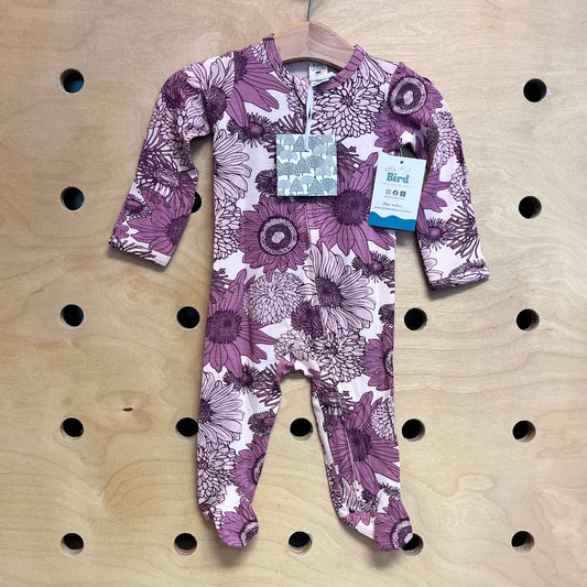 Pink Floral Bamboo Footies NEW!