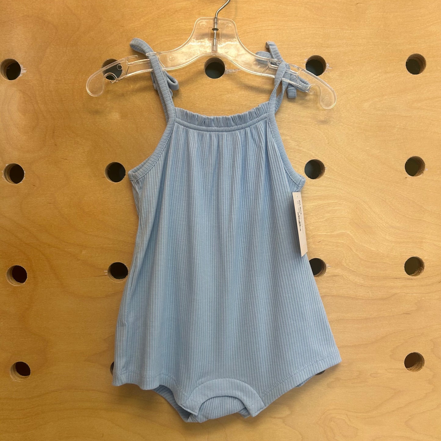 Pastel Blue Ribbed Tank Romper