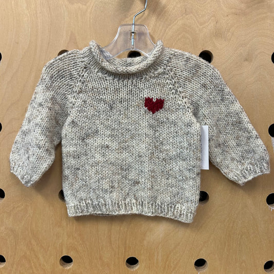Oatmeal Heart Knit Sweater