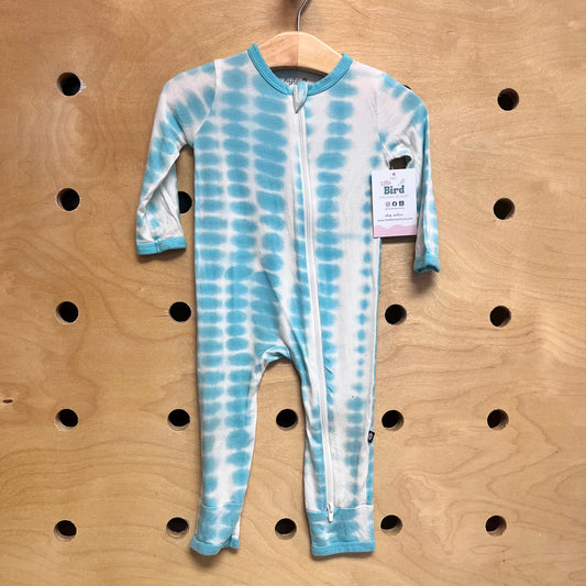 Turquoise/White Bamboo Footies